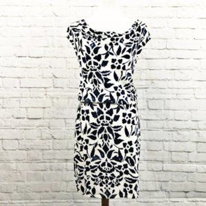Ann Taylor Floral Print Draped Neck Blouson Dress
